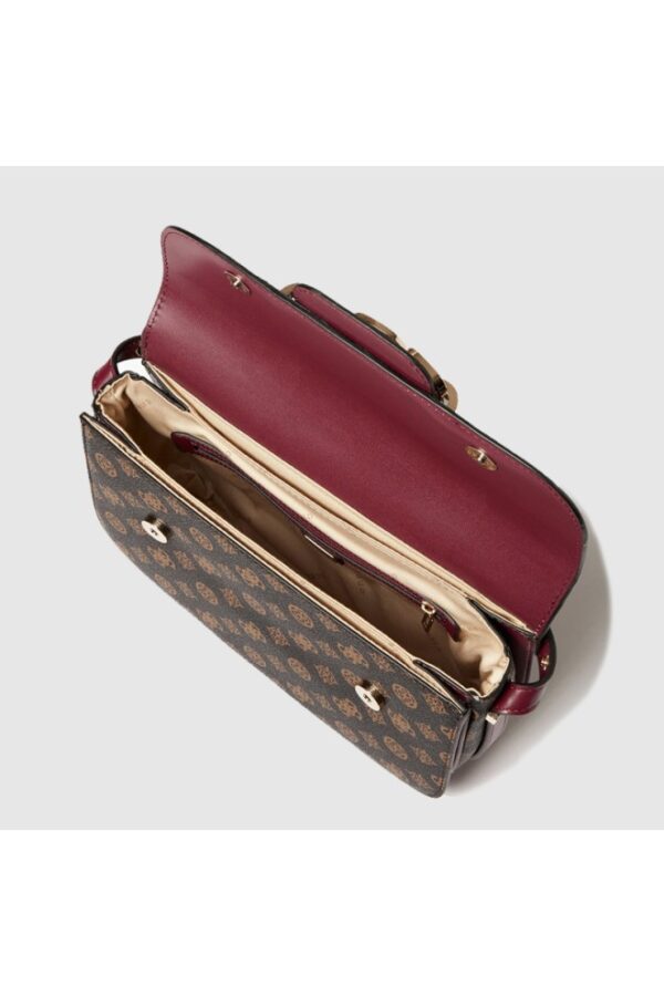 GUESS Brązowa torebka damska w logo z klamrą