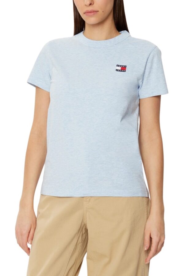TOMMY JEANS Błękitny damski t-shirt z małym logo