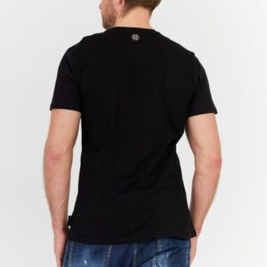 PHILIPP PLEIN Czarny t-shirt męski Platinum cut round neck space plein