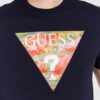 GUESS Granatowy bawełniany męski T-shirt slim fit
