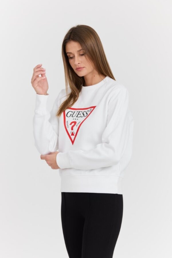 ee0460de97aaf05a86e812a90d54544cf0b34e50 GUESS Biała damska bluza z dużym logo Original Fleece