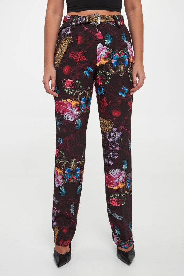 eeef1f2f1eb2d00985ad8c82857863fb86571f1c Spodnie damskie we wzór VERSACE JEANS COUTURE