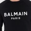 BALMAIN Czarna bluza męska z dużym białym logo