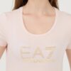 EA7 Różowy damski t-shirt z cyrkoniami