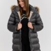 f00a5b45d77e27ac236b4f33019fdbb5bcfe791f HETREGO Szara damska kurtka puchowa Leonie Quilted Woman Jacket With Detached Hood, Rozmiar 36 EU - 40 IT