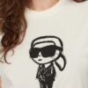 KARL LAGERFELD Beżowy damski t-shirt Ikon Sketch Karl