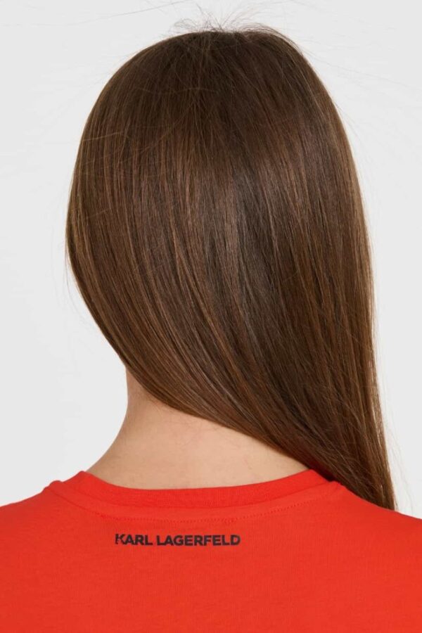 KARL LAGERFELD Czerwony damski t-shirt ikonik lny