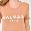 BALMAIN Brązowy damski t-shirt z guzikami