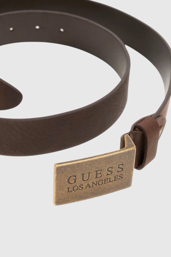 GUESS Brązowy męski pasek z naturalnej skóry Algarve