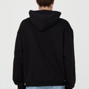 JUST CAVALLI Czarna męska bluza z kapturem i haftowanym logo O Fiche