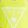 GUESS Żółta damska neonowa sukienka z trójkątnym logo na ramiączka