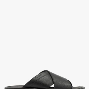 Czarne klapki męskie z wytłoczonym logotype