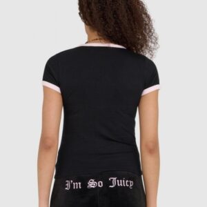 JUICY COUTURE Czarny t-shirt damski z wisienkami