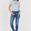 7 FOR ALL MANKIND Jeansy damskie z przetarciami HW SKINNY SLIM ILLUSION Outline
