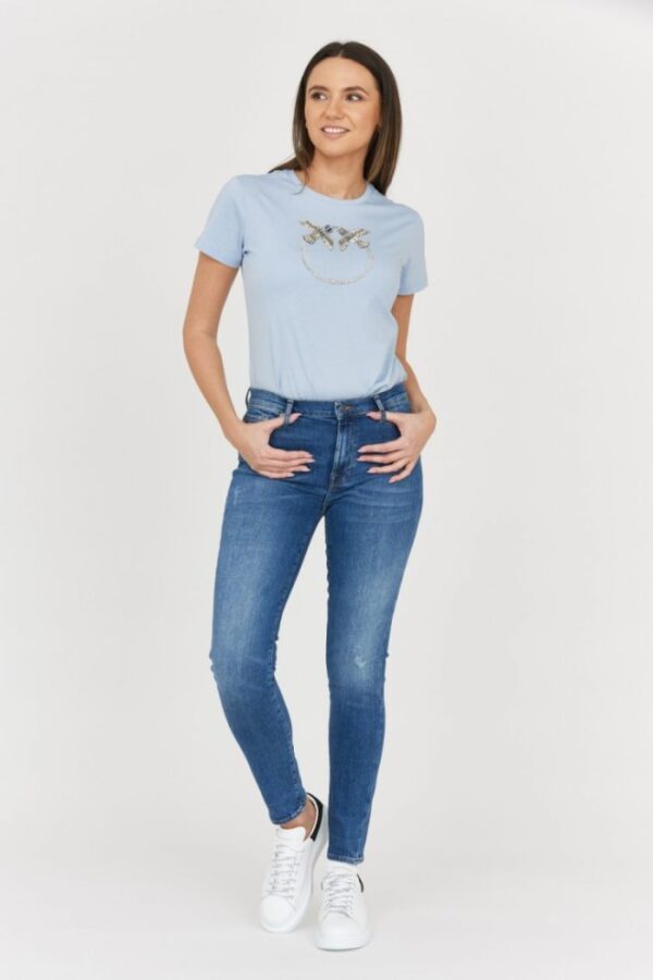 7 FOR ALL MANKIND Jeansy damskie z przetarciami HW SKINNY SLIM ILLUSION Outline