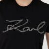 KARL LAGERFELD Czarny damski t-shirt Rhinestone Logo