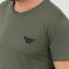 EMPORIO ARMANI Zielony męski t-shirt logo brodé