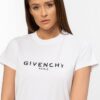 GIVENCHY Biały t-shirt damski z czarnym logo vintage