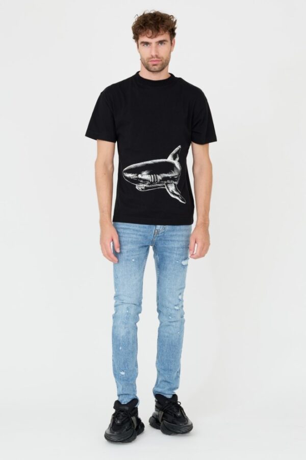 PALM ANGELS Czarny męski t-shirt Broken Shark Classic Tee