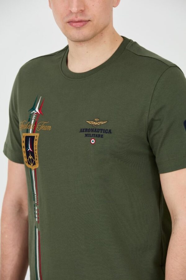 AERONAUTICA MILITARE Zielony bawełniany męski t-shirt Frecce Tricolori Short Sleeve