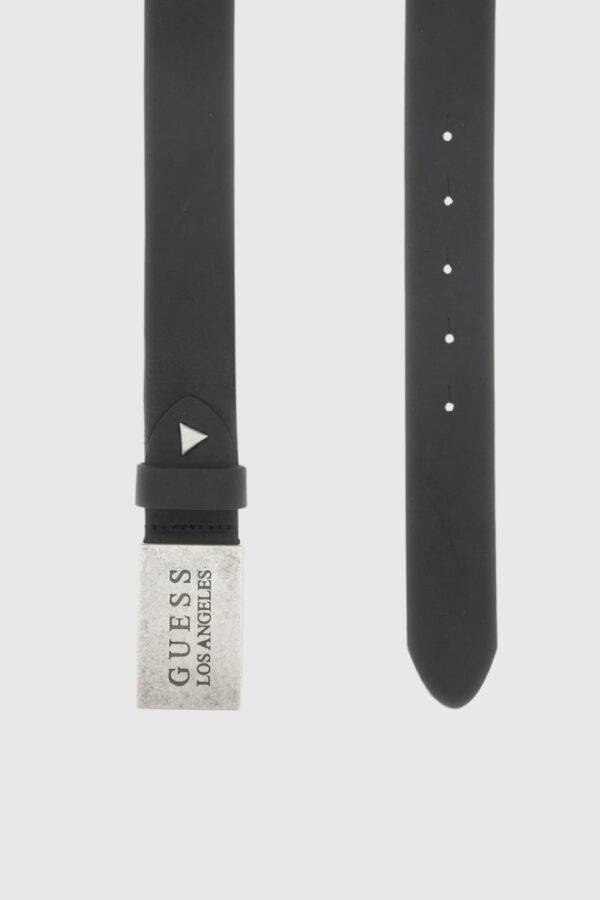 GUESS Czarny męski pasek z naturalnej skóry Algarve