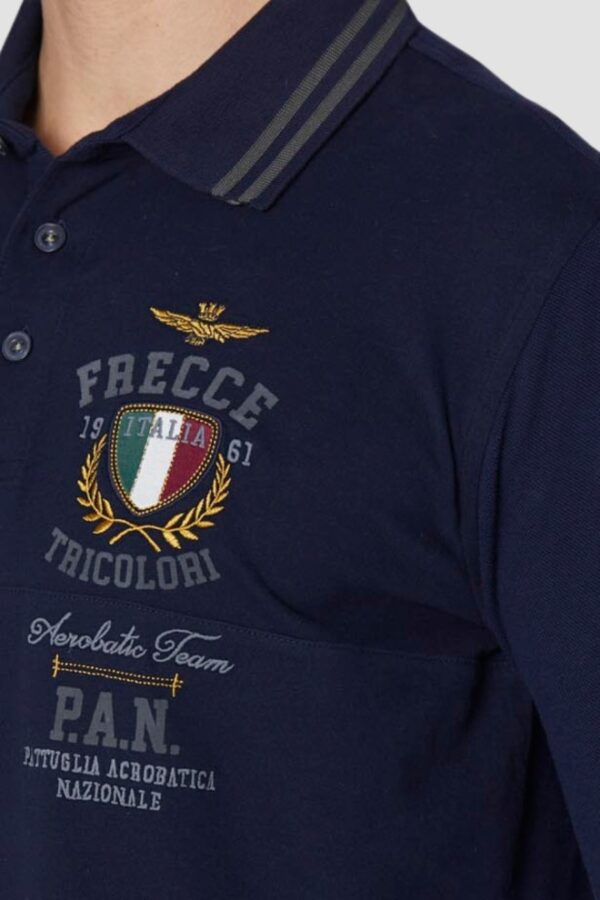 AERONAUTICA MILITARE Granatowy męski longsleeve polo P.A.N