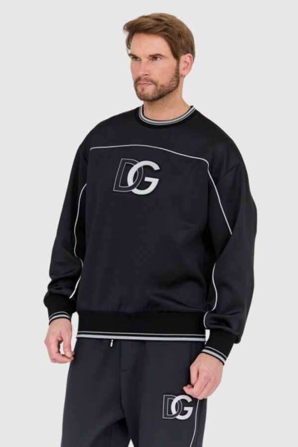 DOLCE & GABBANA Czarna męska bluza z dużym logo, Rozmiar 52