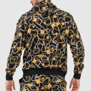 MOSCHINO Rozpinana bluza męska w złote łańcuchy