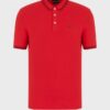 EMPORIO ARMANI Męska, czerwona, koszulka polo