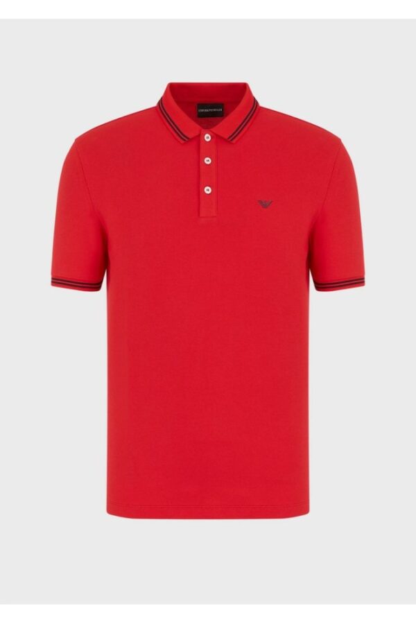 EMPORIO ARMANI Męska, czerwona, koszulka polo