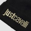 JUST CAVALLI Czarna damska czapka beanie z domieszką wełny