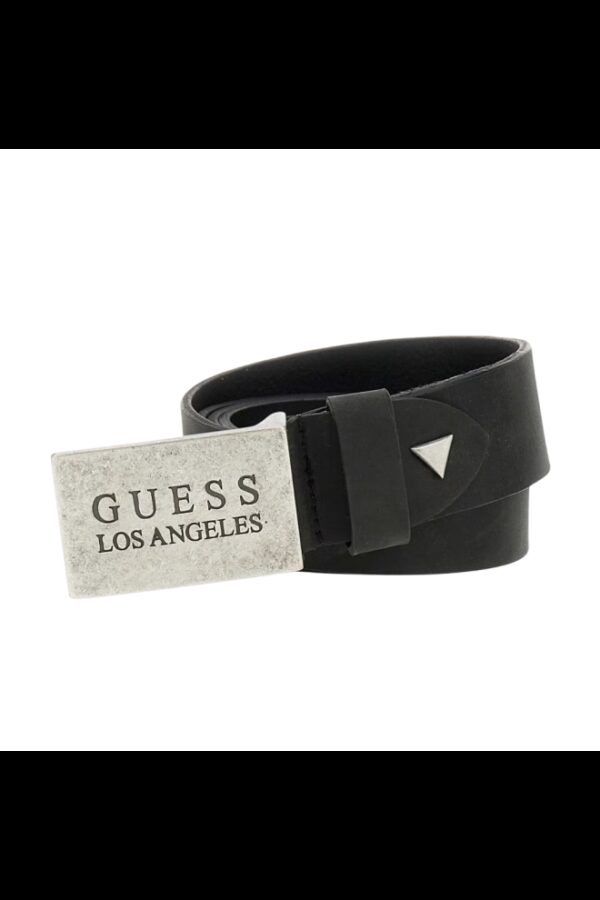 GUESS Czarny męski pasek z naturalnej skóry Algarve