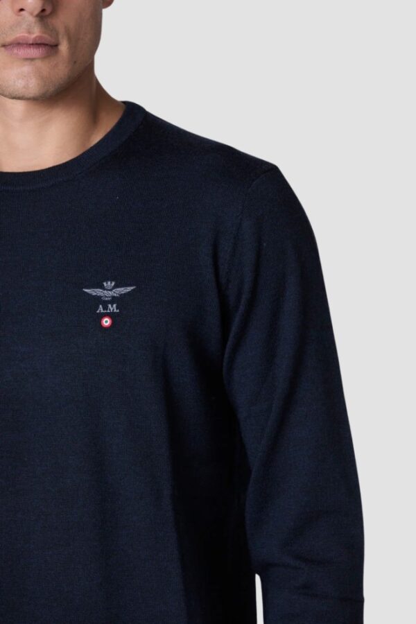 AERONAUTICA MILITARE Granatowy sweter męski Merino