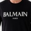 BALMAIN Czarny męski t-shirt z wypukłym gumowym logo, Rozmiar 2