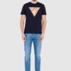 GUESS Granatowy bawełniany męski T-shirt slim fit