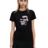 KARL LAGERFELD Сzarny damski t-shirt z cyrkoniami Ikon Duo