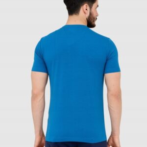 EA7 Niebieski męski t-shirt z dużym logo