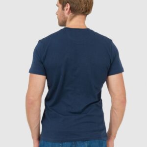 LA MARTINA Granatowy t-shirt męski z szarym logo