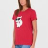 KARL LAGERFELD Czerwony damski t-shirt z kotem