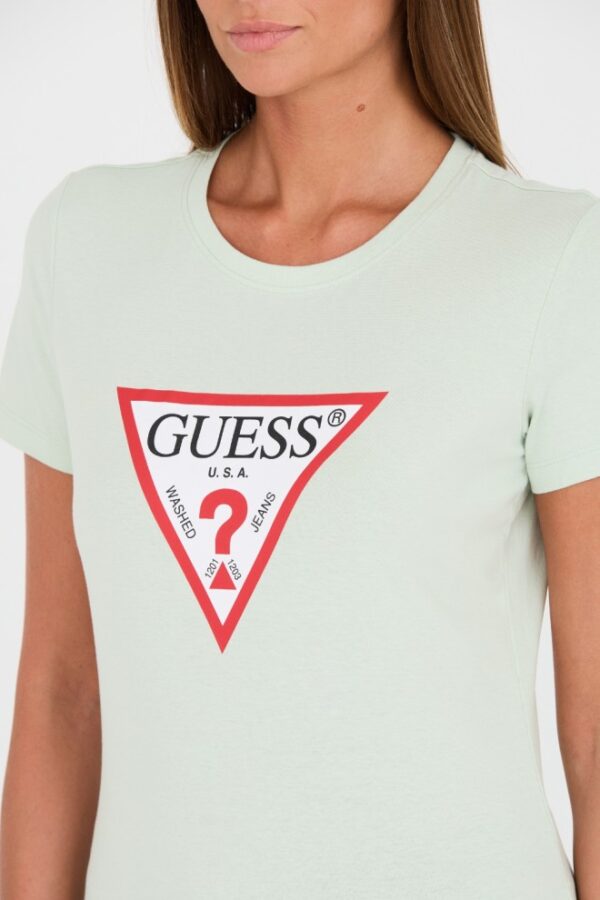 GUESS Zielony damski t-shirt bawełniany Original Tee