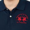 LA MARTINA Granatowe męskie polo z dużym czerwonym logo