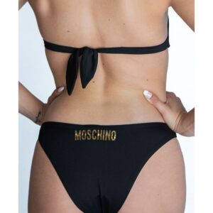 f9a0a5e6e73351dba1ac709c301d834f56a40fb5 MOSCHINO SWIM Dół od bikini ze złotym metalowym logo