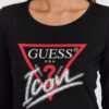 GUESS Czarny damski longsleeve Icon Tee z dużym logo