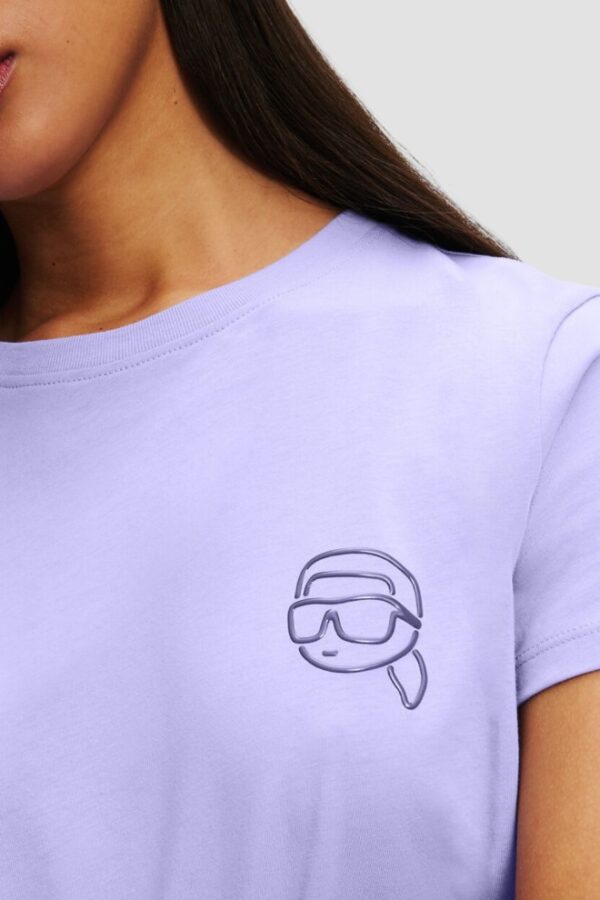 KARL LAGERFELD Lawendowy damski t-shirt Ikonik 2.0 Jelly