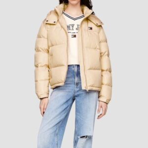 TOMMY JEANS Żółta pikowana damska kurtka