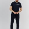 fa2dee7fcdfb8c2e23e8368c9aac7a75cb6dc790 ARMANI EXCHANGE Granatowy t-shirt męski z paskiem z logo