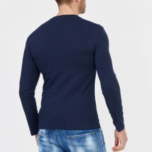 EMPORIO ARMANI Granatowy longsleeve męski z szarym logo