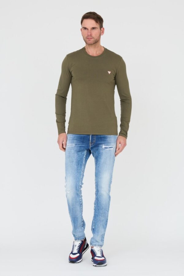 GUESS Zielony męski longsleeve Core Tee