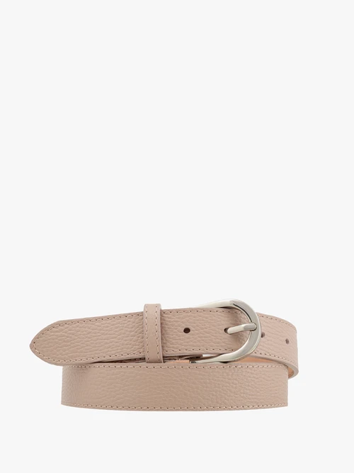 fb5e84e18918c9ad2ba62228c5cfa6733bb2115a Beżowy pasek damski ze srebrną klamrą
