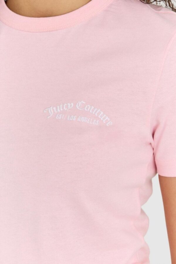 JUICY COUTURE Różowy t-shirt damski haylee recycled z haftowanym logo
